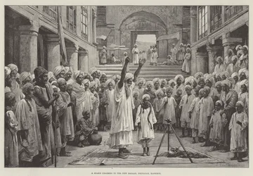 Een slangenbezweerder in de nieuwe bazaar, Srinagar, Kasjmir